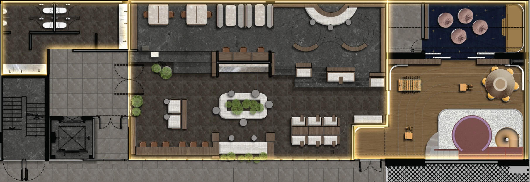 TT Genesis indoor amenities floor plan, level 1
